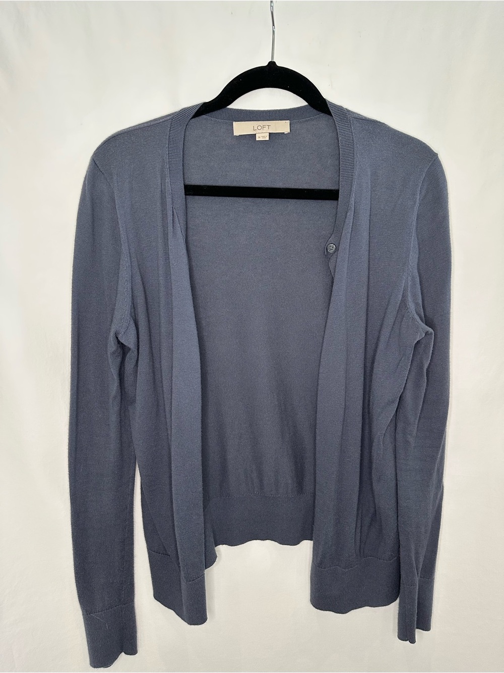LOFT Slate Blue Open-Front Lightweight Cardigan